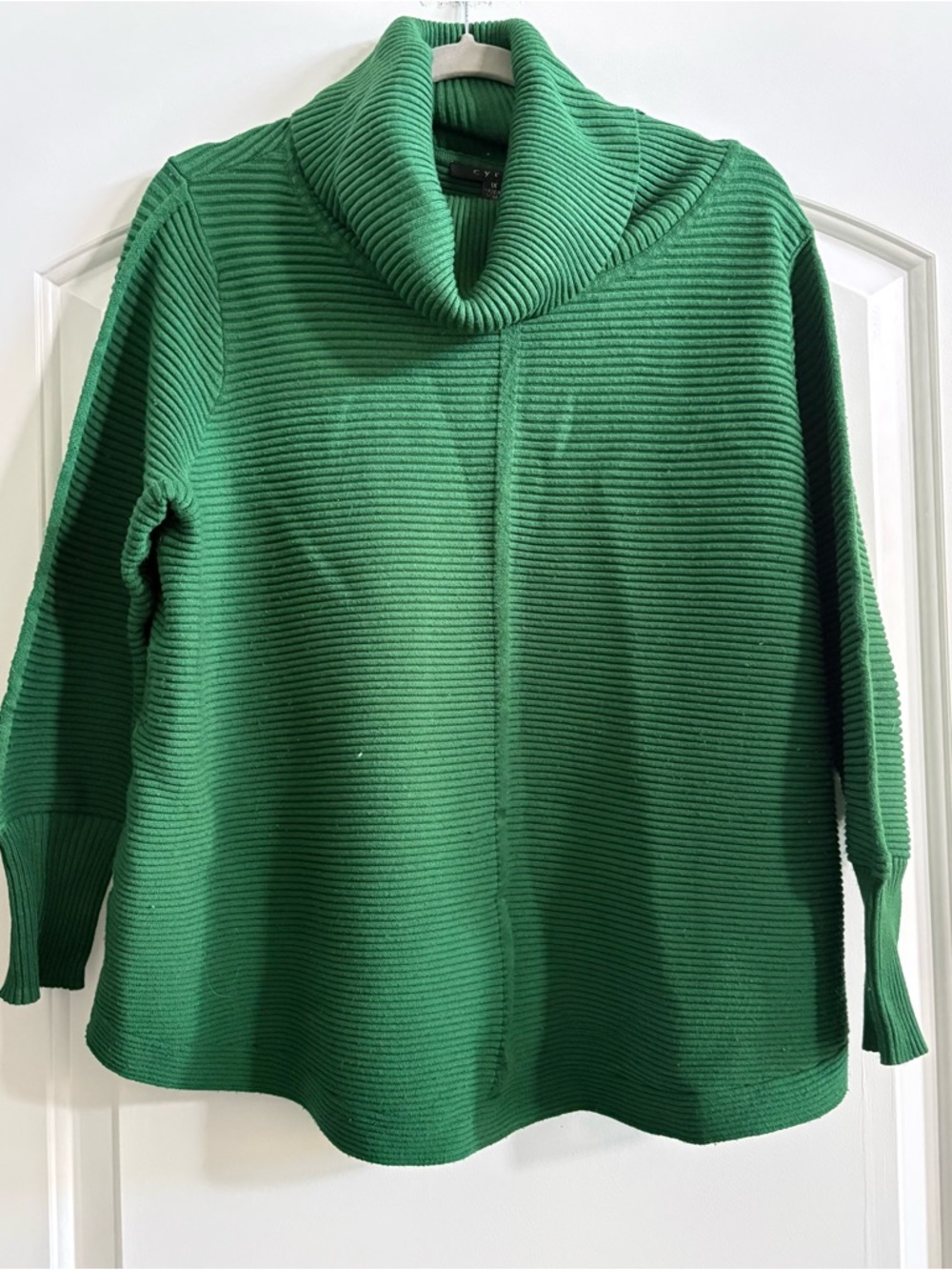 Cyrus Emerald Green Ribbed Cowl Neck Sweater